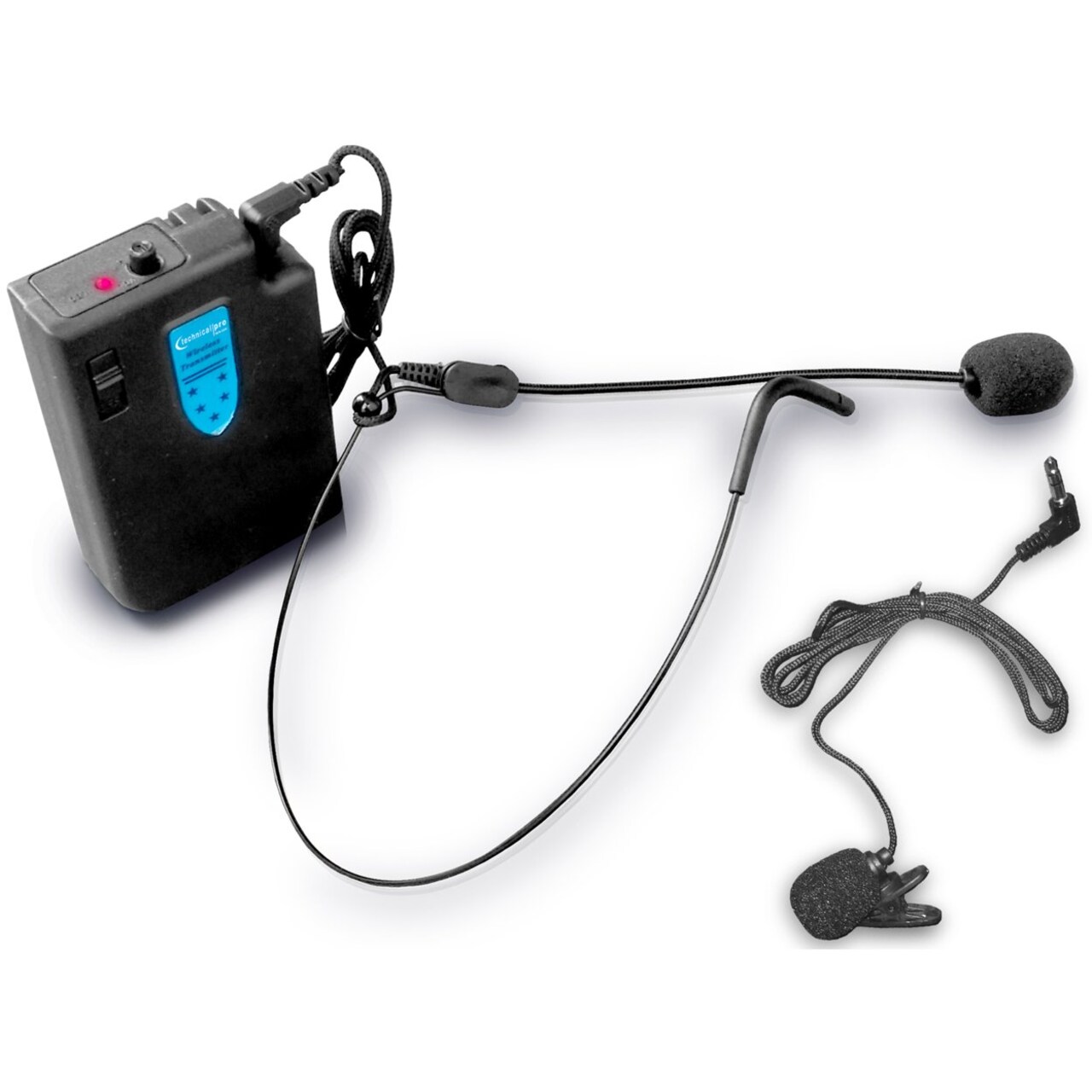 Technical Pro Professional UHF Wireless Headset and Lapel Microphone System With USB Powered Receiver and Rechargeable